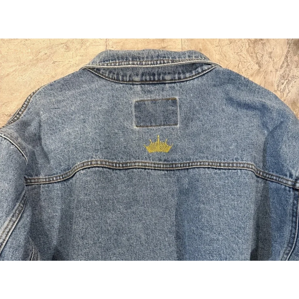 VTG Y2K Budweiser Denim Jacket XL Swinger Casuals Beer Embroidered King Of Beers